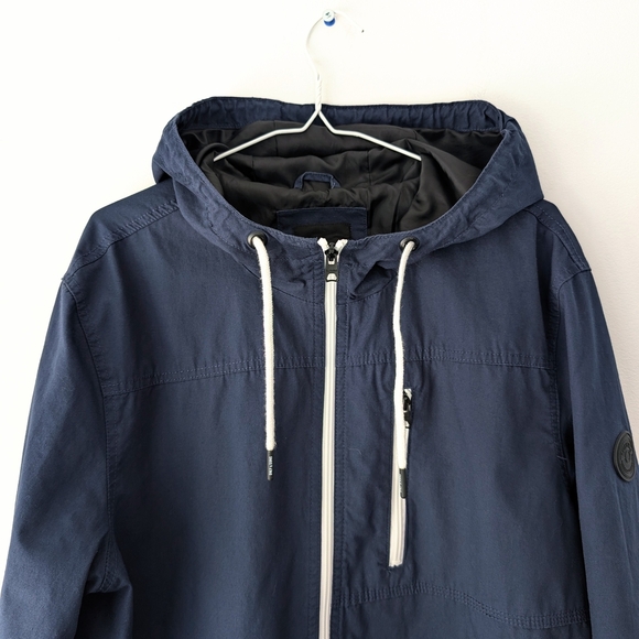 ONLY & SONS Men's Dark Blue Hooded Zipped Windbreaker ~ Size Small - Picture 5 of 15